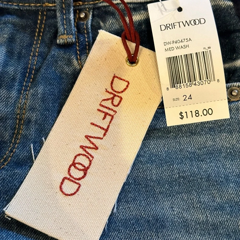 Driftwood Candace Jeans Straight Ankle Length Side Satin Stripe